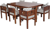 MoonWooden Solid Wood 6 Seater Dining Table Set with 6 Chair for Home & Office Furniture| Hotel & Dinner | Drawing Room Furniture with Teak Finish